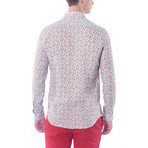 Micro Floral Pattern Button-Up Shirt // Claret Red (XL)