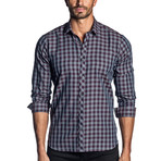 Woven Long Sleeve Shirt // Gray + Purple Check (M)