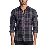 Woven Long Sleeve Shirt // Black + Purple Check (L)