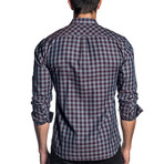 Woven Long Sleeve Shirt // Gray + Purple Check (M)