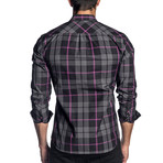 Woven Long Sleeve Shirt // Black + Purple Check (S)