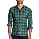 Woven Long Sleeve Shirt // Green + Black Check (L)