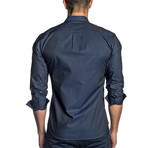 Woven Long Sleeve Shirt // Navy + Paisley Cuff (L)