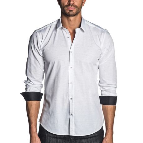 Zack Long Sleeve Shirt // White + Black Cuff (S)