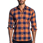 Carl Plaid Long Sleeve Shirt // Orange + Navy (XS)