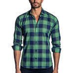 Woven Long Sleeve Shirt // Green + Navy Check (3XL)