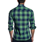 Woven Long Sleeve Shirt // Green + Navy Check (2XL)
