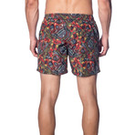 Swim Trunks // Green Skull Print (S)