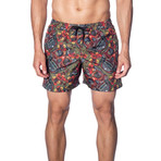 Swim Trunks // Green Skull Print (S)