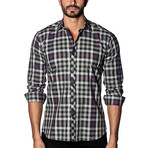 Daniel Check Long Sleeve Shirt // White + Black + Purple (M)