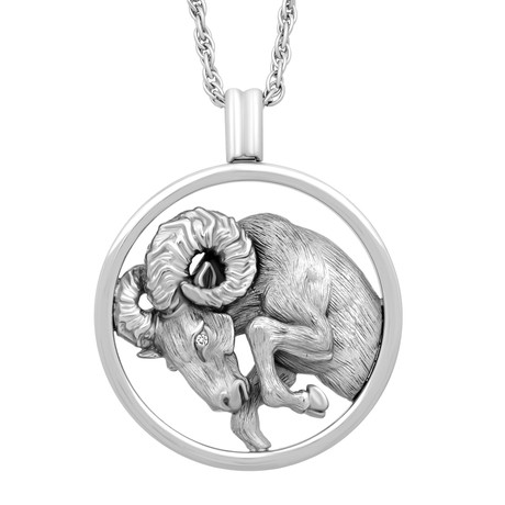 Magerit Big Aries 18k White Gold + Rubber Diamond Necklace
