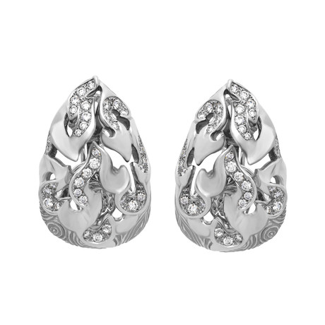Magerit Fire Cupula 18k White Gold Diamond Earrings