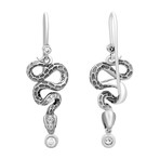 Magerit Snake Small 18k White Gold Diamond + Red Sapphire Earrings