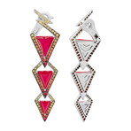 Stephen Webster Lady Stardust 18k White Gold Sapphire + Quartz Red Coral Long Bolt Earrings