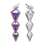 Stephen Webster Lady Stardust 18k White Gold Multi-Stone Long Bolt Earrings