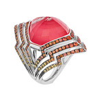 Stephen Webster Lady Stardust 18k White Gold Sapphire + Quartz Red Coral Ring // Ring Size: 7