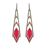 Stephen Webster Lady Stardust 18k White Gold Sapphire + Quartz Red Coral Long Earrings