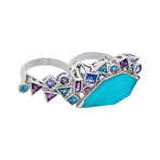 Stephen Webster Gold Struck 18k White Gold Multi-Stone Two Finger Ring // Ring Size: 6.75 & 6