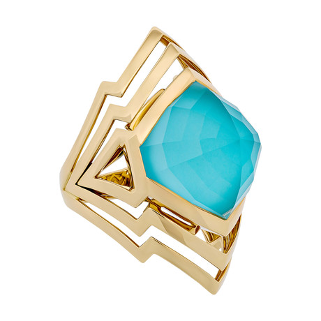 Stephen Webster Lady Stardust 18k Yellow Gold Quartz Turquoise Ring // Ring Size: 7.5