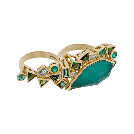 Stephen Webster Gold Struck 18k Yellow Gold Multi-Stone Open Ring // Ring Size: 7 & 6.25