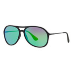 RB4201 Alex Sunglasses // Matte Black + Green Mirror