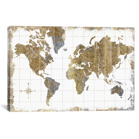 Gilded Map // All That Glitters (26"W x 18"H x 0.75"D)