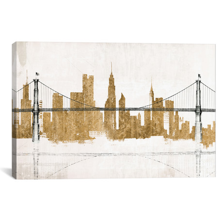 Bridge and Skyline Gold // Avery Tillmon (26"W x 18"H x 0.75"D)