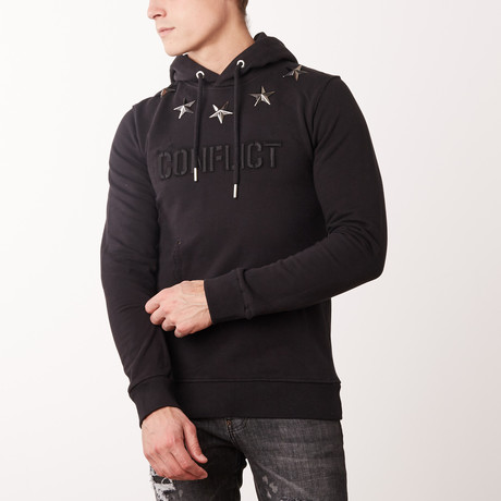 Metal Stars Hoodie Black