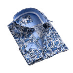Reversible Cuff Button-Down Shirt // Cream + Blue (M)