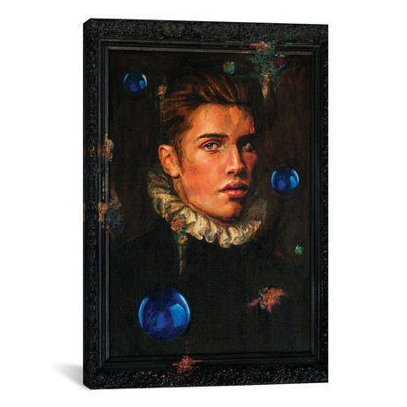 Gothic Portrait With Three Blue Balls // Oleksandr Bal // shev (18"W x 26"H x 0.75"D)