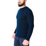 Crew-Neck Solid Wool Sweater // Navy (XL)