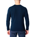 Crew-Neck Solid Wool Sweater // Navy (XL)