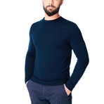 Crew-Neck Solid Wool Sweater // Navy (M)