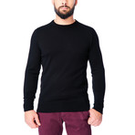 Crew-Neck Solid Wool Sweater // Black (XL)