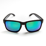 Hudson // Shiny Black + Green Polarized Lenses