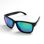 Hudson // Shiny Black + Green Polarized Lenses