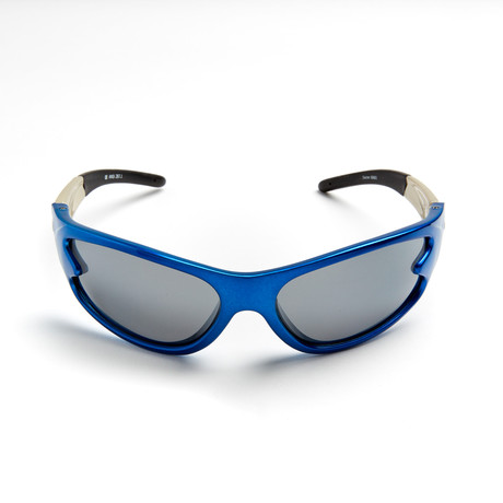 Slasher // TR90 Blue Frame + Polycarbonate Smoke-Flash Mirror Lens