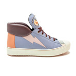 Fendi // Leather Lighting High-Top Sneaker // Blue + Pink + Purple (US: 5)