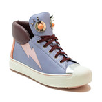Fendi // Leather Lighting High-Top Sneaker // Blue + Pink + Purple (US: 5)