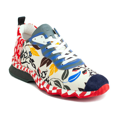 Fendi // Fabric Floral Sneaker // White + Red (US: 7)