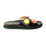 Fendi // Leather Pom-Pom Flat Sandal // Black (US: 6)