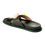 Fendi // Leather Pom-Pom Flat Sandal // Black (US: 6)
