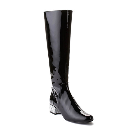 Saint Laurent // Babies Mid-Calf Patent Leather Boots // Black (US: 7)