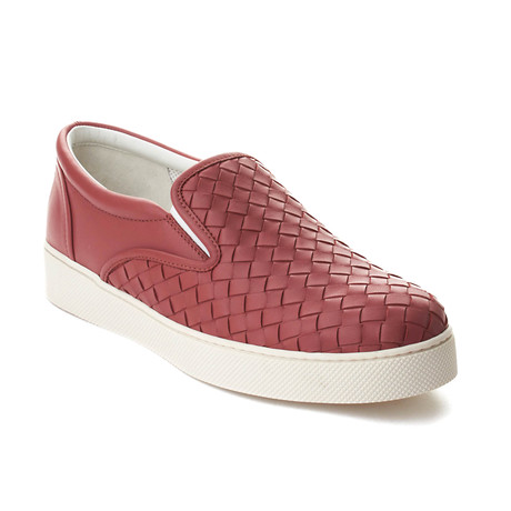 Bottega Veneta // Intrecciato Leather Skate Slip-on Sneakers // Pink (US: 6)