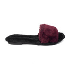 Avec Modération // Kitzbuhel Faux Fur Slides // Black + Burgundy (US: 9)