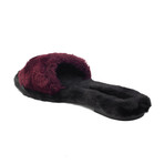 Avec Modération // Kitzbuhel Faux Fur Slides // Black + Burgundy (US: 9)