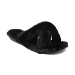 Avec Modération // St. Moritz Cross-Strap Faux Fur Slides // Black (US: 9)