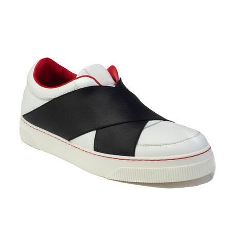 Proenza Schouler // Leather Sneaker Strapped // White + Black + Red (US: 6)