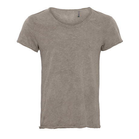 Dark Washed Crew Neck T-shirt // Taupe (S)