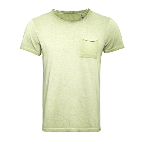Oil-Washed Crew Neck Pocket T-shirt // Green (S)
